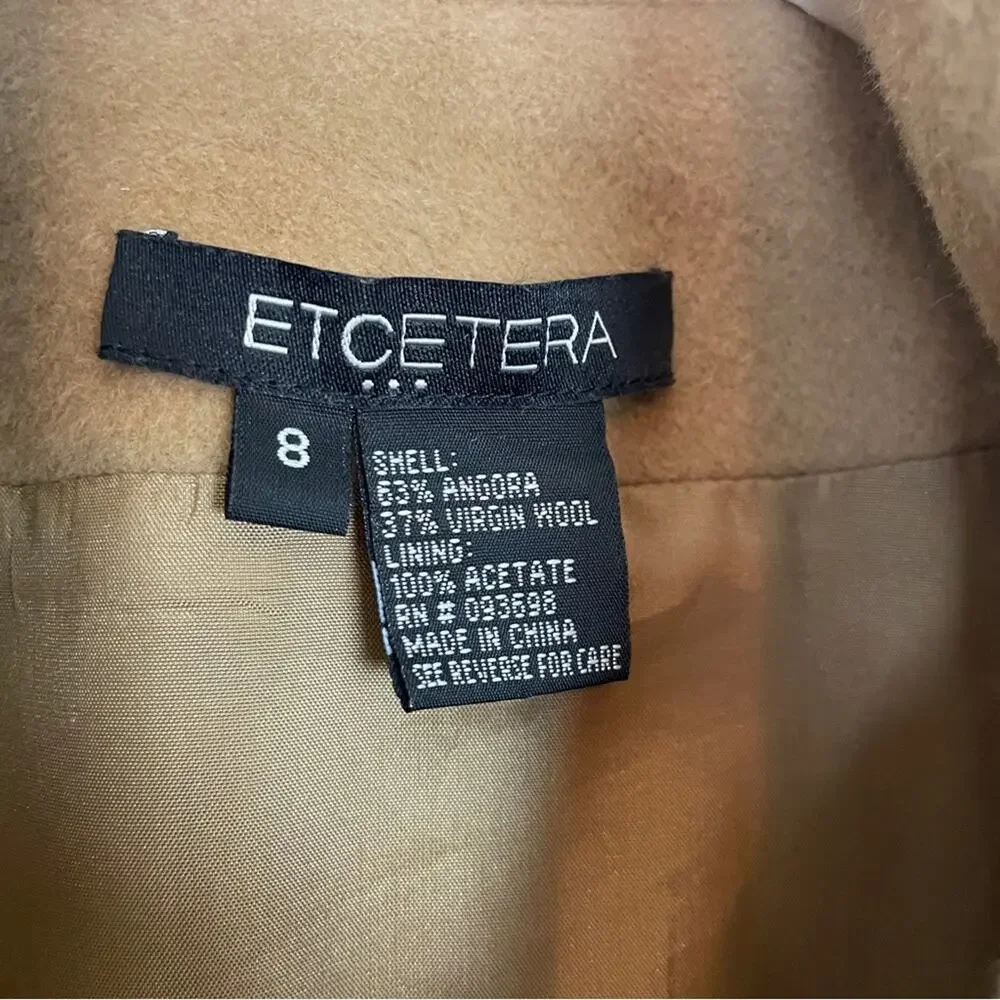 Etcétera CamelWing Collar Longline Coat Angora Wool Sz 8